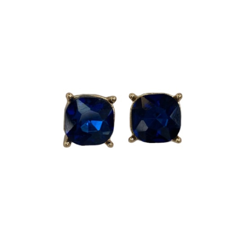 Chunky Blue Sparkly Post Earrings